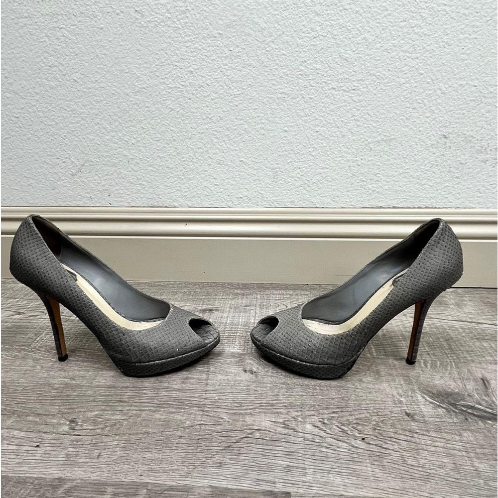 Dior Miss Dior Grey Snakeskin Peeptoe Heels - Picture 3 of 9